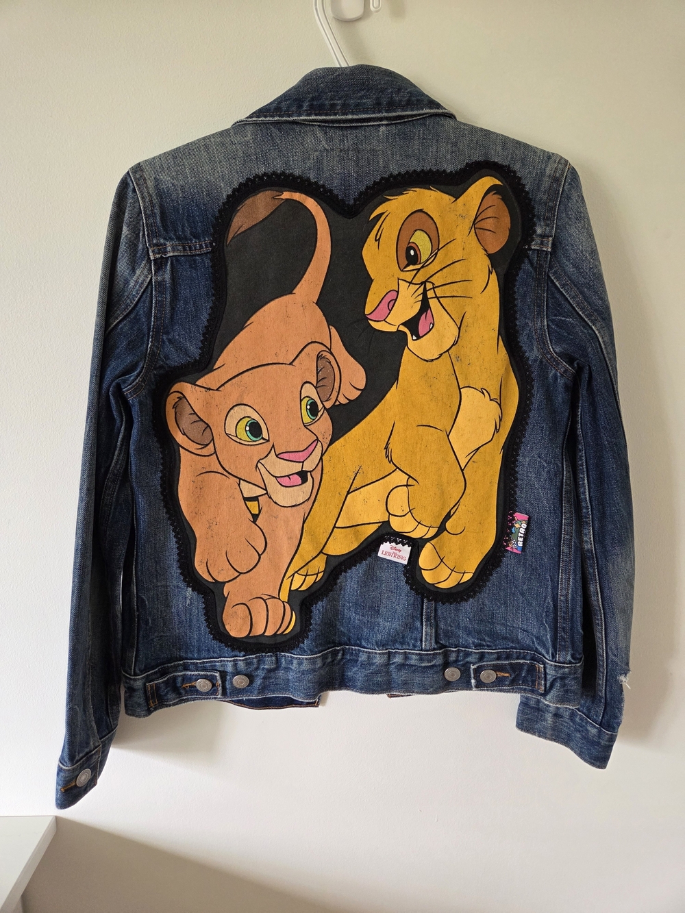 ​Retro Spection Upcycled Denim Jacket Disney The Lion King Simba Nala Upcycled